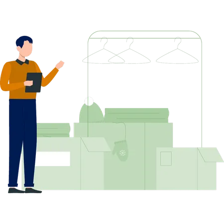 Man counted arrival boxes  Illustration