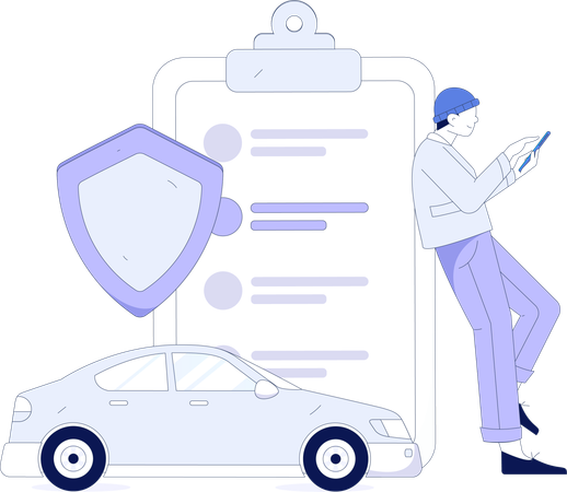 Man covering car insurance  Illustration