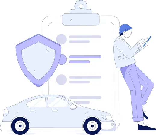 Man covering car insurance  Illustration