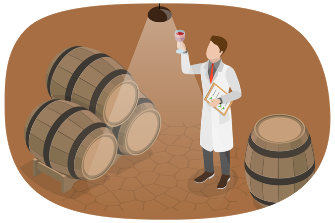 Man Craft Traditional Wine Making  Illustration