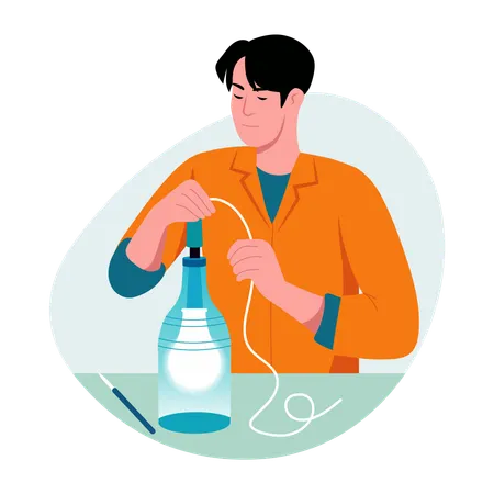 Man Crafting lamp  Illustration