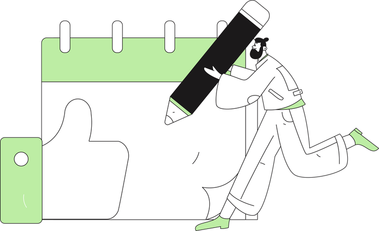 Man create a calendar event  Illustration