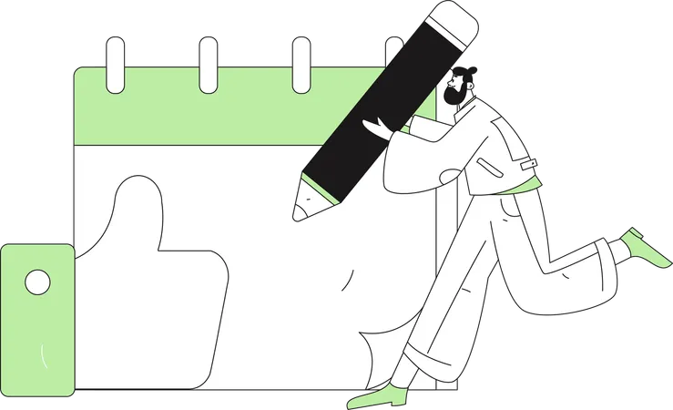 Man create a calendar event  Illustration