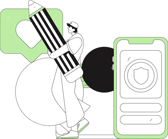 Man create secure event in mobile app  Illustration