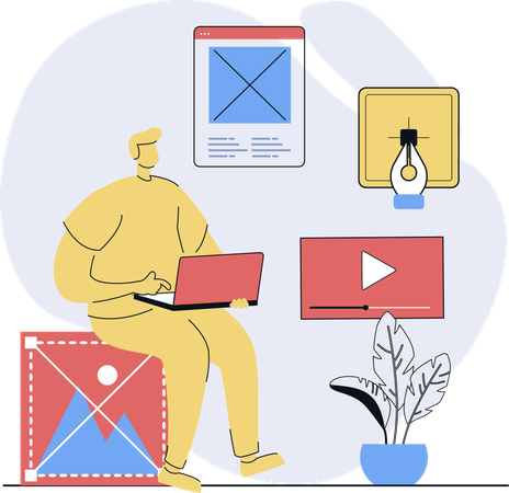 Man creates web design  Illustration