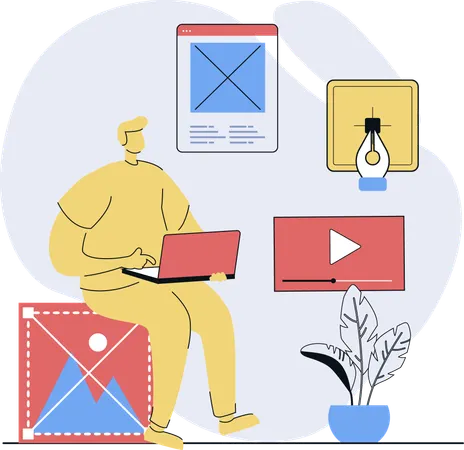 Man creates web design  Illustration