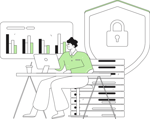 Man creating a data presentation  Illustration