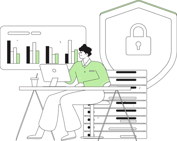 Man creating a data presentation  Illustration