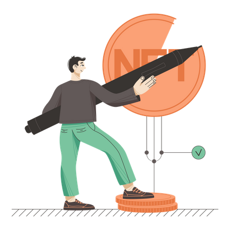 Man creating a NFT token Illustration