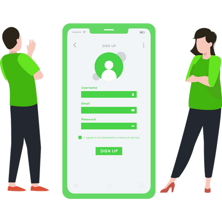 Man creating account  Illustration