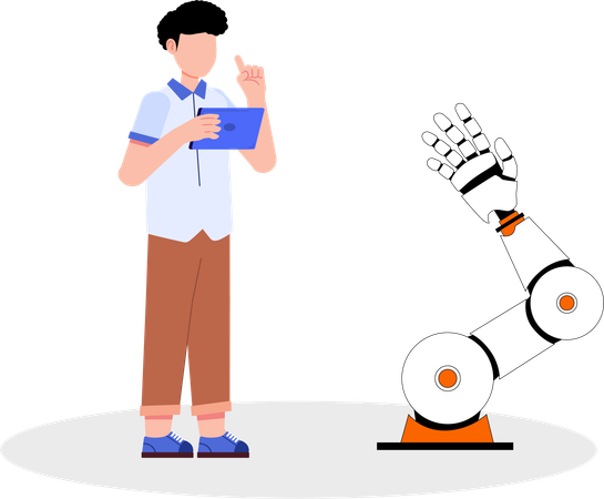 Man Creating AI Robotics  Illustration