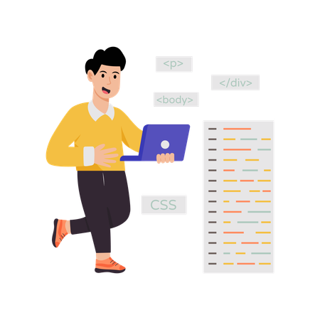 Man creating css file  Illustration