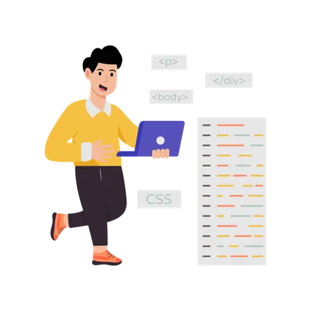 Man creating css file  Illustration