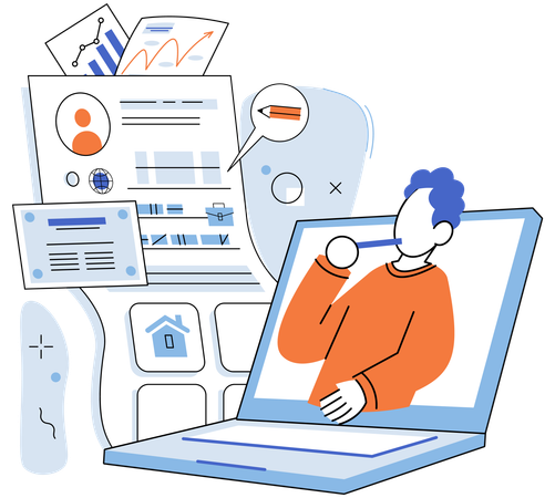 Man creating online personal profile  Illustration