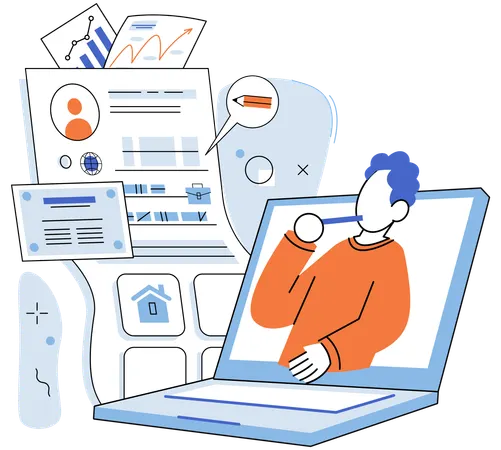 Man creating online personal profile  Illustration