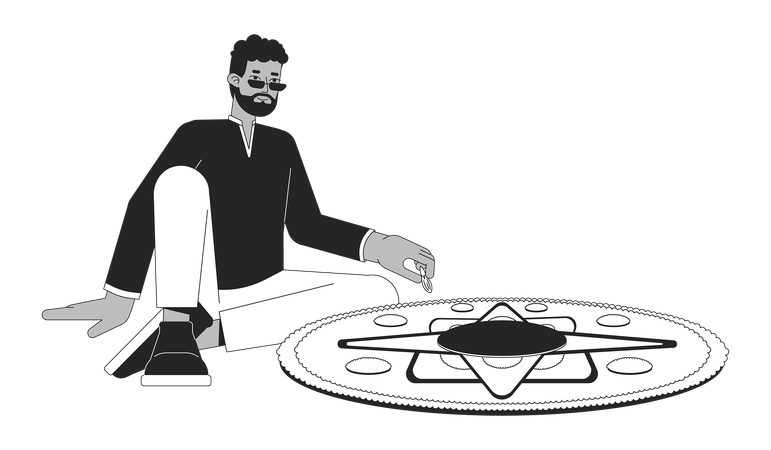 Man creating rangoli  Illustration