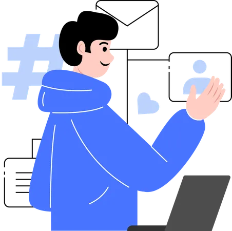 Man creating social media posts  Illustration