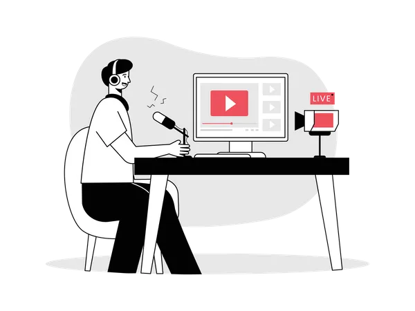 Man creating video content  Illustration