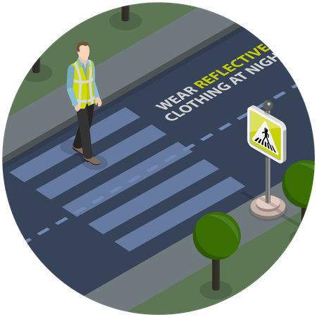 Man Crossing Road at Night  Illustration