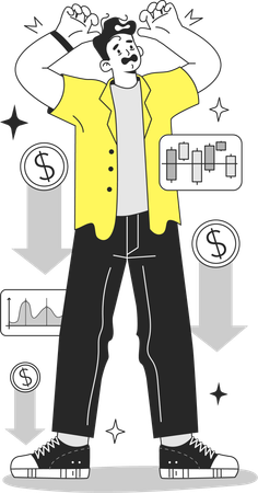 Man crying for market loss  Illustration