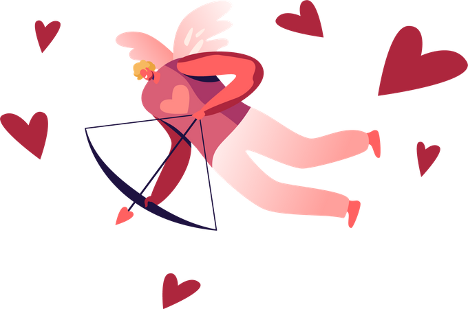 Man Cupid with Wings  Illustration