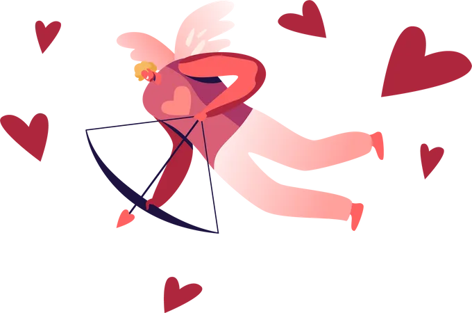 Man Cupid with Wings  Illustration