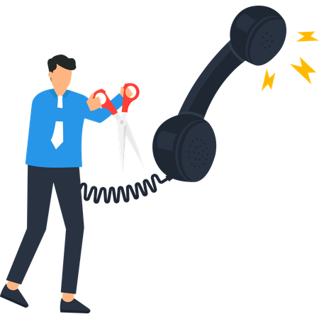 Man cutting business call  Illustration