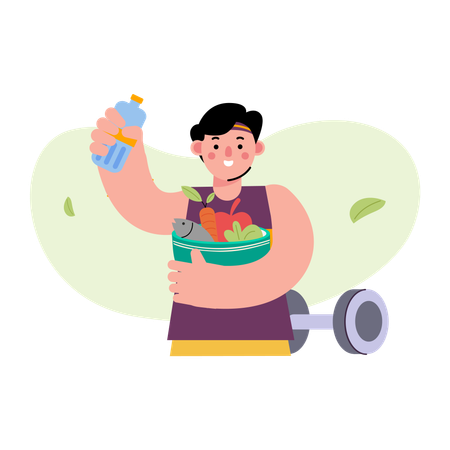 Man cutting calorie  Illustration