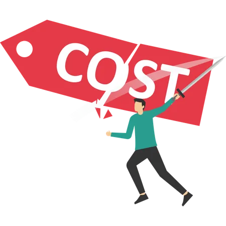 Cutting Costs With Knife Cost Reduction Cut Expense Illustration