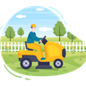 illustrations for man cutting green grass