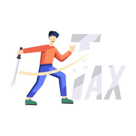 Man cutting Tax paper  Illustration