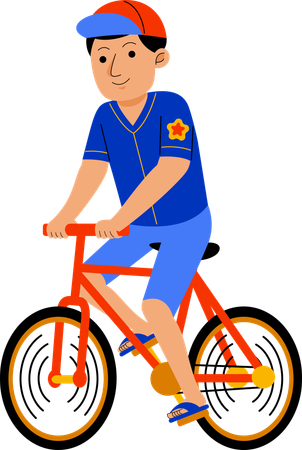 Man Cycling at Beach  Illustration