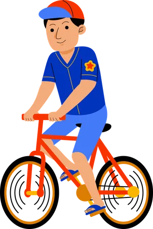 Man Cycling at Beach  Illustration