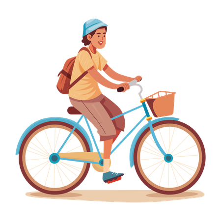 Man cycling bicycle in park  Illustration