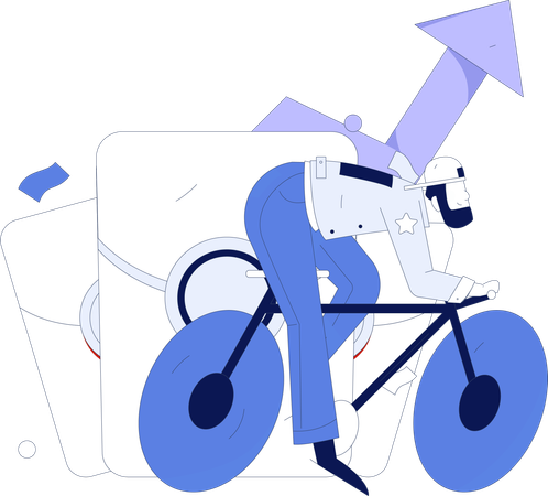 Man cycling for financial growth  Illustration
