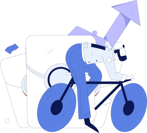 Man cycling for financial growth  Illustration