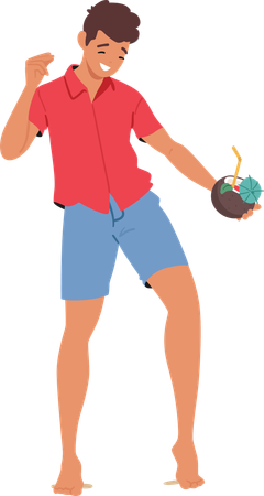 Man Dances Joyfully At Beach Party  Illustration