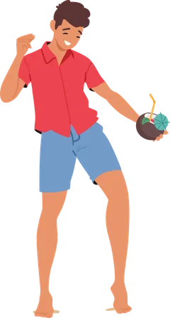 Man Dances Joyfully At Beach Party  Illustration