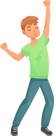 Happy Dance Of Excited Teenager Young Free Man Illustration