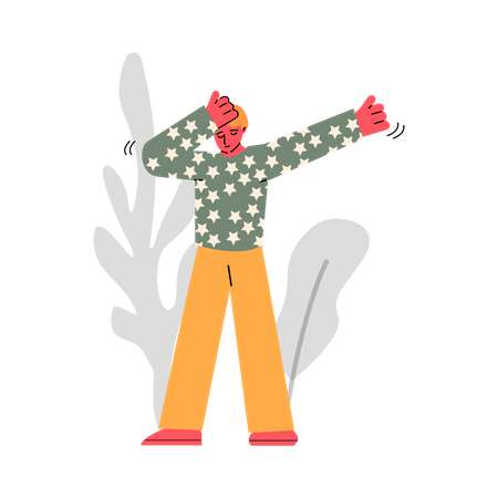 Man dancing in park  Illustration