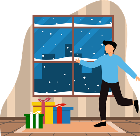 Man dancing on Christmas  Illustration