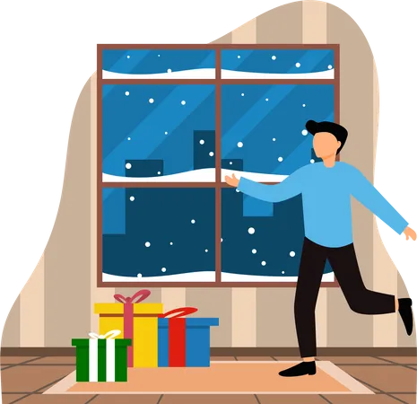 Man dancing on Christmas  Illustration