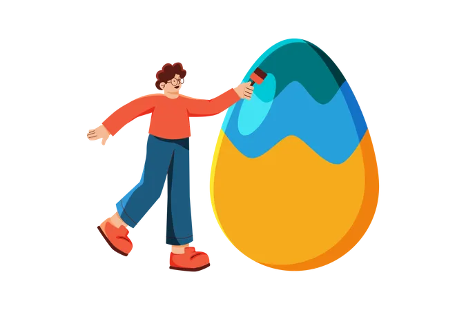 Man Decorate Easter egg Illustration