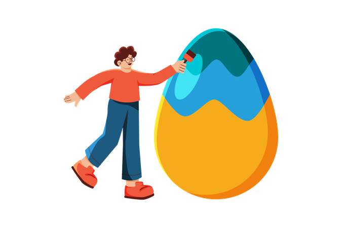 Man Decorate Easter egg  Illustration