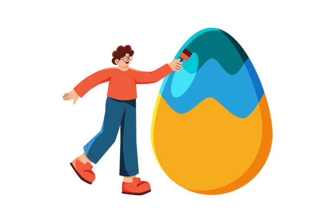 Man Decorate Easter egg  Illustration