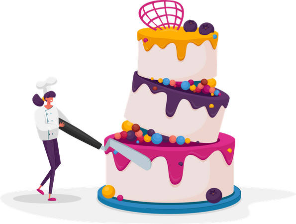 Man decorating cake Illustration