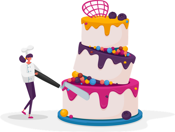 Man decorating cake  Illustration