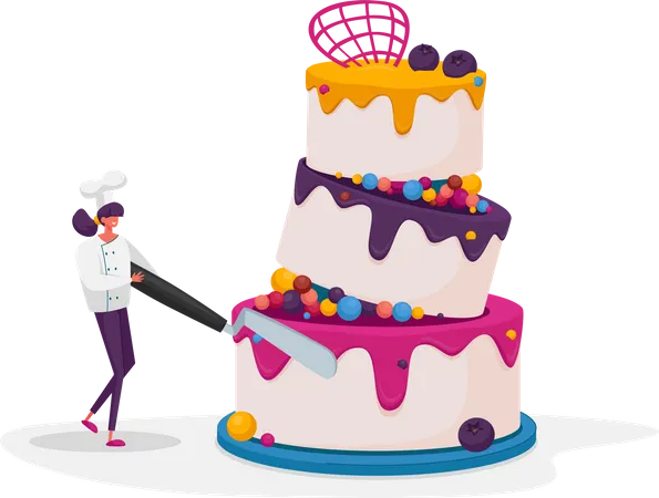 Man decorating cake  Illustration