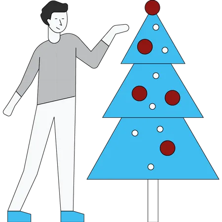 Man decorating Christmas tree  Illustration