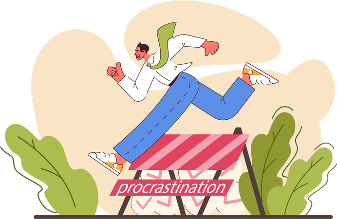 Man delays business projects  Illustration